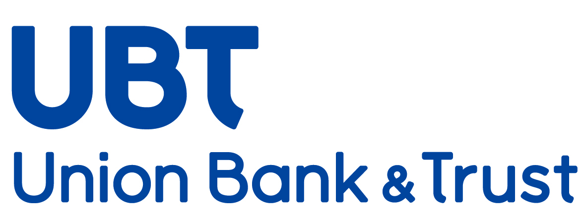 UBT Union Bank &amp; Trust logo in blue text on a white background.