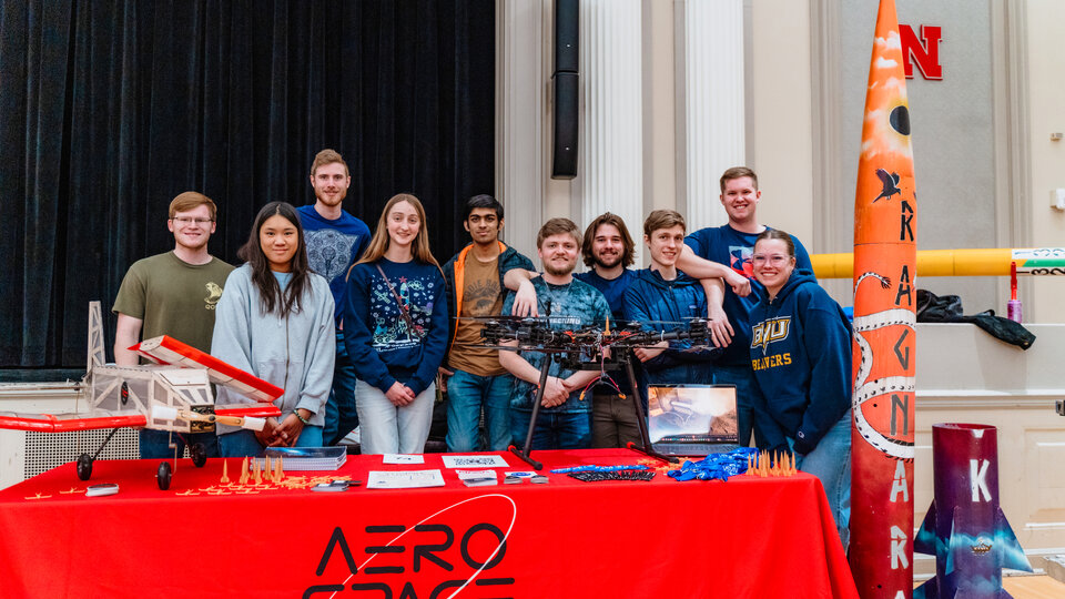 Aero Space Club group photo at a club fair