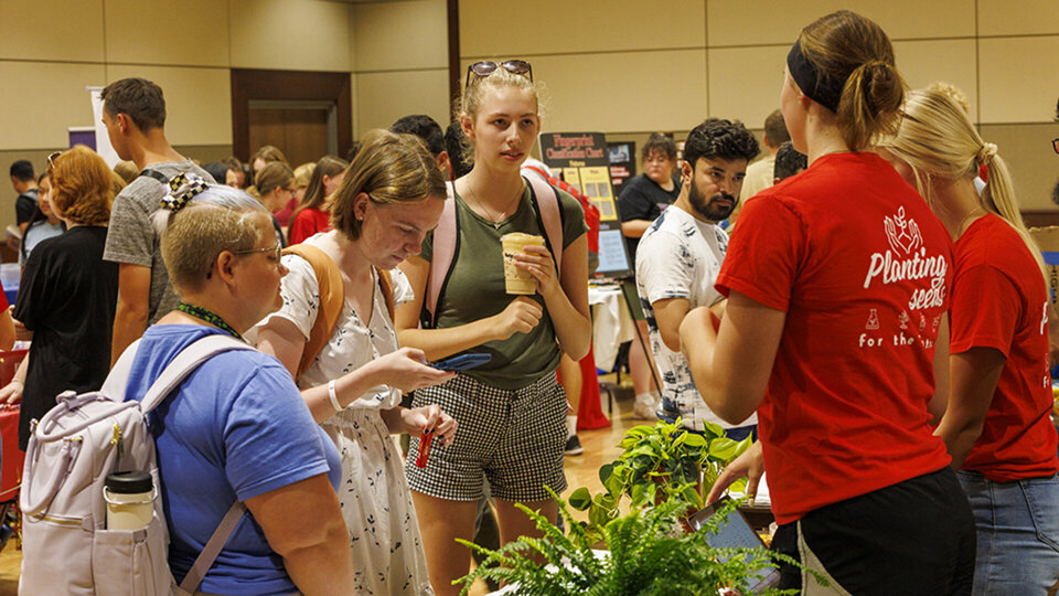 Students speak with Horticulture Club members and officers during Spring NVolvement Fair in 2023. [Mike Jackson | Student Life Marketing and Communications]